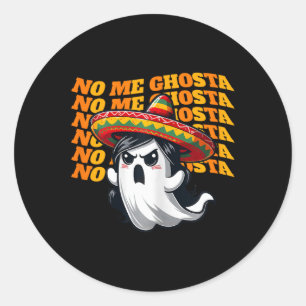 Pegatina Redonda Me ghosta graciosa mujer fantasma mexicana de Hall