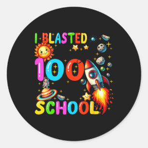 Pegatina Redonda Me Golpeé Durante 100 Días De Escuelas 100 Días De