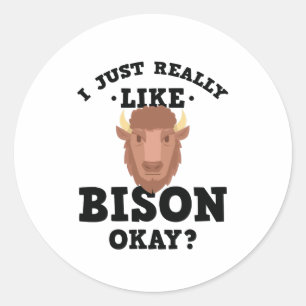 Pegatina Redonda Me Gusta Bison Funny Cita Sticker