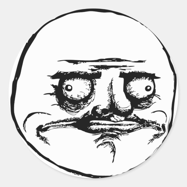 Pegatina Redonda me gusta cara rabia meme humor lol rofl (Anverso)