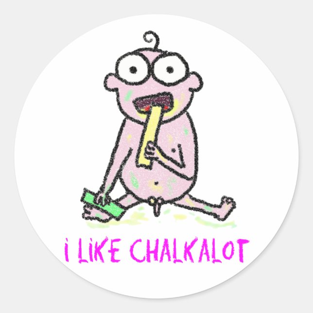 Pegatina Redonda Me Gusta Chalkalot (Anverso)
