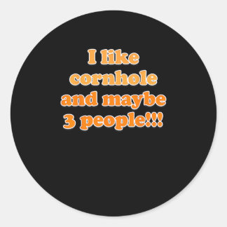 Pegatina Redonda Me gusta Cornhole y quizás 3 personas Cornhole