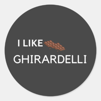 Pegatina Redonda me gusta el chocolate ghirardelli