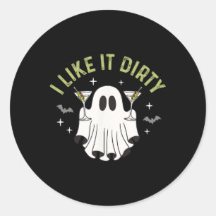 Pegatina Redonda Me Gusta El Fantasma Sucio De Martini De Halloween