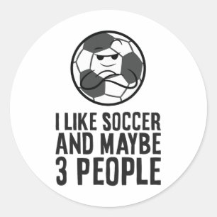Pegatina Redonda Me gusta el fútbol y quizás 3 personas 