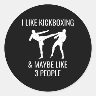 Pegatina Redonda Me gusta el kickboxing y quizás 3 personas cool ar