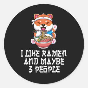 Pegatina Redonda Me gusta el ramen y quizás 3 personas anime divert