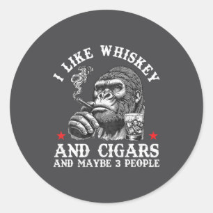Pegatina Redonda Me gusta el whisky y los cigarros y quizás 3 perso