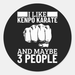 Pegatina Redonda Me gusta Kenpo Karate y quizás 3 personas divertid