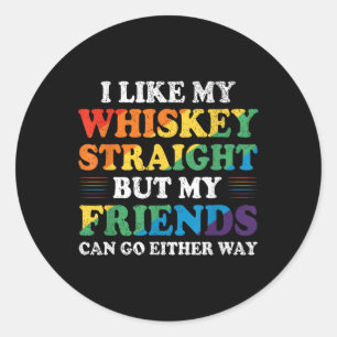 Pegatina Redonda Me Gusta Mi Whiskey Directamente Pero A Mis Amigos