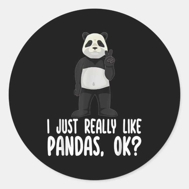 Pegatina Redonda Me Gusta Realmente Pandas Ok Panda (Anverso)