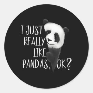 Pegatina Redonda Me Gusta Realmente Pandas Ok Panda Watercolor