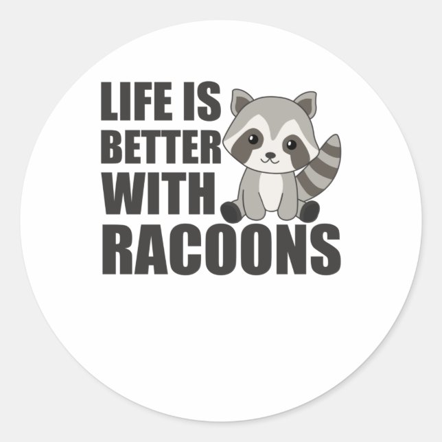 Pegatina Redonda Me Gusta Realmente Racoons Cuadros Raccoon (Anverso)