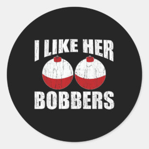 Pegatina Redonda Me Gusta Su Bobbers Divertidos Parejas De Pesca Re