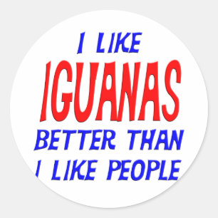 Pegatina Redonda Me Gustan Las Iguanas Mejor Que A La Gente Pegatin