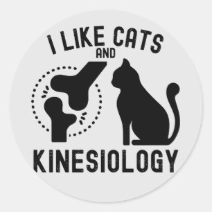 Pegatina Redonda Me gustan los gatos y la kinesiología