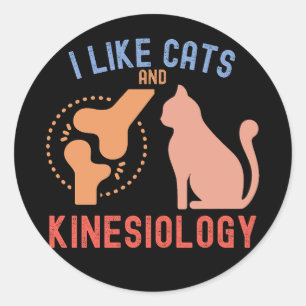 Pegatina Redonda Me gustan los gatos y la kinesiología