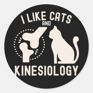 Pegatina Redonda Me gustan los gatos y la kinesiología