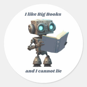 Pegatina Redonda Me gustan los libros grandes y no puedo mentir