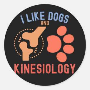 Pegatina Redonda Me gustan los perros y la kinesiología