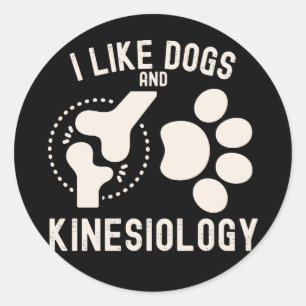 Pegatina Redonda Me gustan los perros y la kinesiología