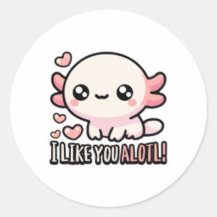 Pegatina Redonda ¡Me Gustas, Alotl! Cute Axolotl Love Pun