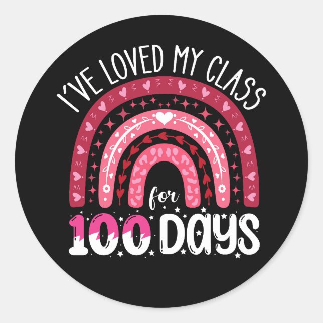 Pegatina Redonda Me ha encantado mi clase durante 100 días de coleg (Anverso)