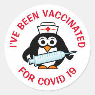 Pegatina Redonda Me han vacunado para la vacunación de covid19