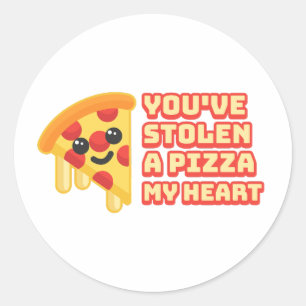 Pegatina Redonda ¡Me has robado el corazón una pizza! Personalizado