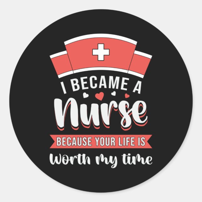 Pegatina Redonda Me He Convertido En Una Enfermera Graciosa De Emer (Anverso)