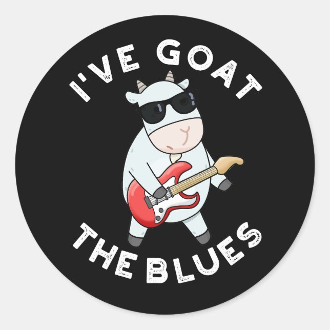 Pegatina Redonda Me he ganado el moreno animal azul Pun Dark BG (Anverso)