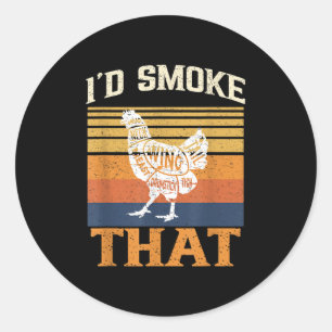 Pegatina Redonda Me Humo Esa Graciosa Parrillada De Carne Bbq Smo