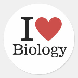 Pegatina Redonda Me ❤️ la biología para profesores universitarios/e