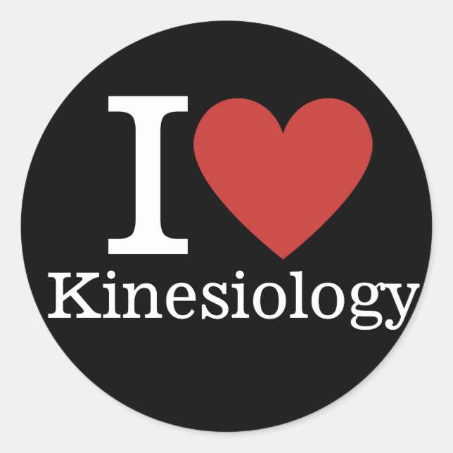 Pegatina Redonda Me ❤️ la cinesiología para estudiantes/profesores (Anverso)