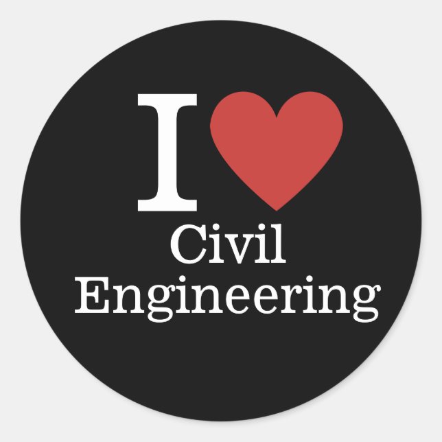 Pegatina Redonda Me ❤️ la ingeniería civil para estudiantes/profeso (Anverso)