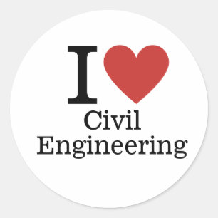 Pegatina Redonda Me ❤️ la ingeniería civil para estudiantes/profeso