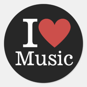 Pegatina Redonda Me ❤️ la música para estudiantes/profesores