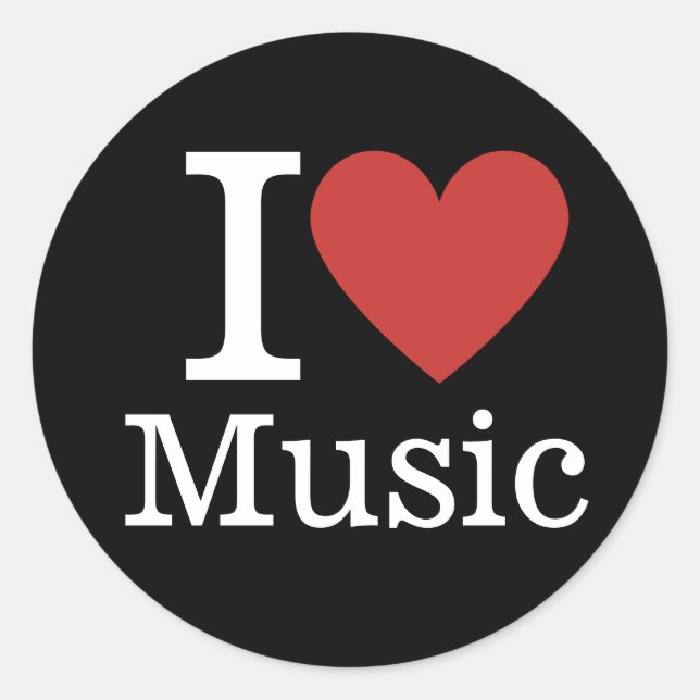 Pegatina Redonda Me ❤️ la música para estudiantes/profesores (Anverso)
