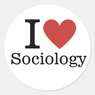 Pegatina Redonda Me ❤️ la sociología para estudiantes/profesores