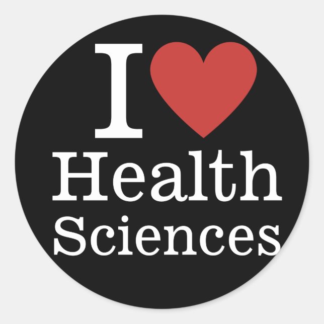 Pegatina Redonda Me ❤️ las ciencias de la salud para estudiantes/pr (Anverso)