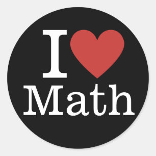 Pegatina Redonda Me ❤️ las matemáticas para estudiantes/profesores