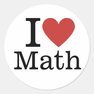 Pegatina Redonda Me ❤️ las matemáticas para estudiantes/profesores