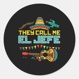 Pegatina Redonda Me Llaman El Jefe Guitar Cinco De Mayo Música Bo