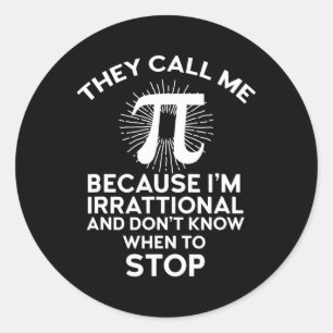 Pegatina Redonda Me Llaman Pi Funny Math Geek Teacher 3.14 Pi Da