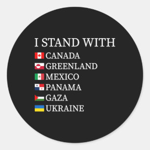 Pegatina Redonda Me mantengo con Canadá Groenlandia México Panamá G