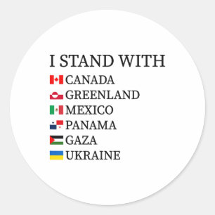 Pegatina Redonda Me mantengo con Canadá Groenlandia México Panamá G