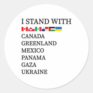 Pegatina Redonda Me mantengo con Canadá Groenlandia México Panamá G