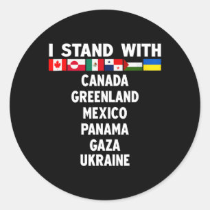 Pegatina Redonda Me mantengo con Canadá Groenlandia México Panamá G