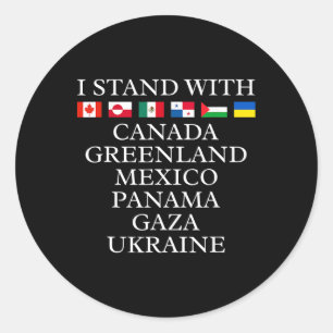 Pegatina Redonda Me mantengo con Canadá Groenlandia México Panamá G