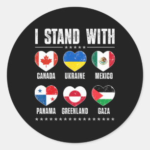 Pegatina Redonda Me mantengo con Canadá Groenlandia México Panamá G